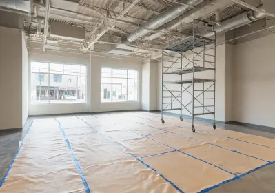 Retail build-out with covered polished concrete